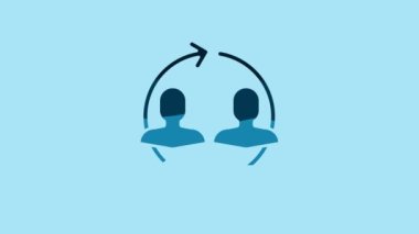 Blue Human resources icon isolated on blue background. Concept of human resources management, professional staff research, head hunter job. 4K Video motion graphic animation.