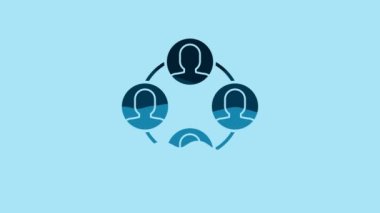 Blue Project team base icon isolated on blue background. Business analysis and planning, consulting, team work, project management. 4K Video motion graphic animation.