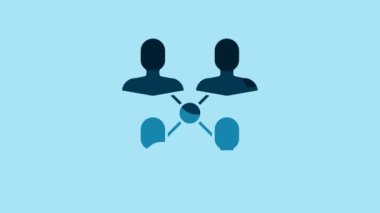 Blue Project team base icon isolated on blue background. Business analysis and planning, consulting, team work, project management. 4K Video motion graphic animation.