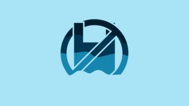 Blue Say no to plastic bags poster icon isolated on blue background. Disposable cellophane and polythene package prohibition sign. 4K Video motion graphic animation.