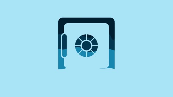 Blue Safe Icon Isolated Blue Background Door Safe Bank Vault — Video Stock
