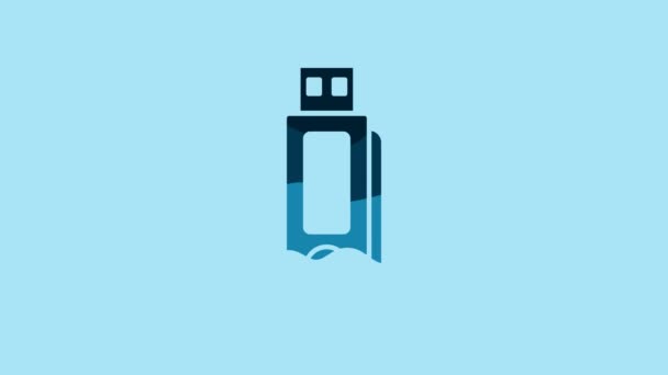 Blue Usb Flash Drive Icon Isolated Blue Background Video Motion — 图库视频影像