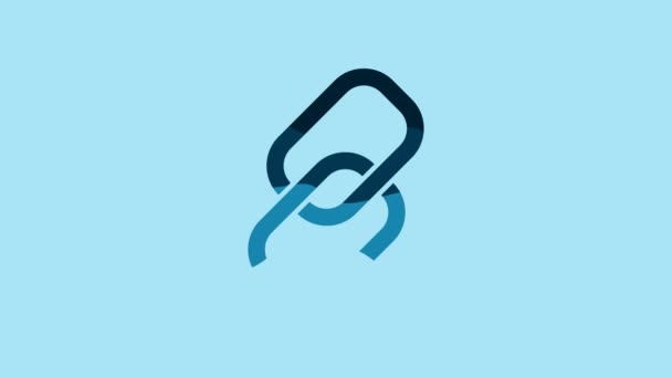 Blue Chain Link Icon Isolated Blue Background Link Single Hyperlink — Vídeos de Stock