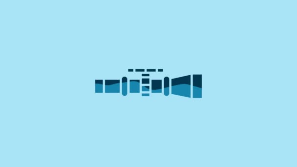 青の背景に隔離された青の狙撃光学照準アイコン 狙撃手のスコープの十字路 4Kビデオモーショングラフィックアニメーション — ストック動画