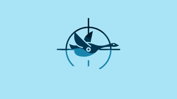 Blue Hunt Duck Crosshairs Icon Isolated Blue Background Hunting Club — 图库视频影像