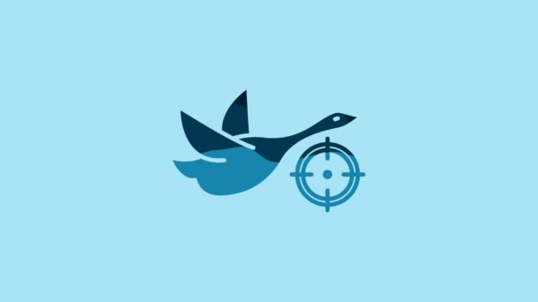 Blue Hunt Duck Crosshairs Icon Isolated Blue Background Hunting Club — 图库视频影像