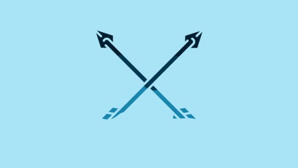 Blue Crossed Arrows Icon Isolated Blue Background Video Motion Graphic — 비디오