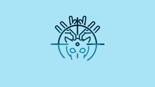 Blue Hunt Deer Crosshairs Icon Isolated Blue Background Hunting Club — 图库视频影像