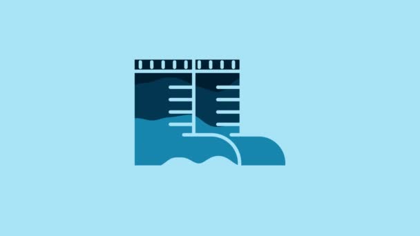Blue Hunter Boots Icon Isolated Blue Background Video Motion Graphic — Video