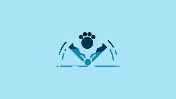 Blue Trap Hunting Icon Isolated Blue Background Video Motion Graphic — Stock videók