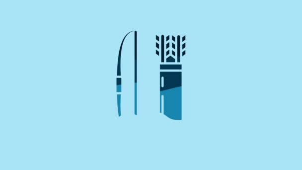 Blue Bow Arrow Quiver Icon Isolated Blue Background Video Motion — 비디오