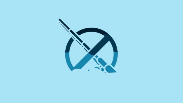 Blue Fishing Icon Isolated Blue Background Prohibition Sign Video Motion — Video Stock