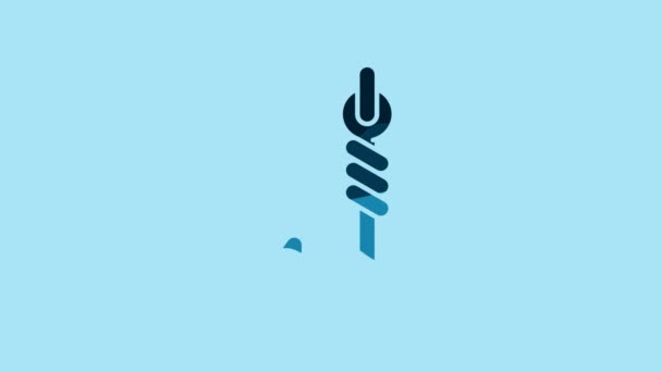Blue Fishing Hook Icon Isolated Blue Background Fishing Tackle Video — 비디오