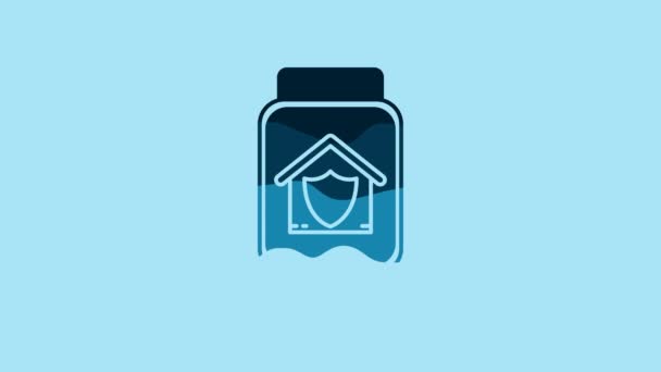 Blue Smart Watch House Protection Icon Isolated Blue Background Protection — Stock Video