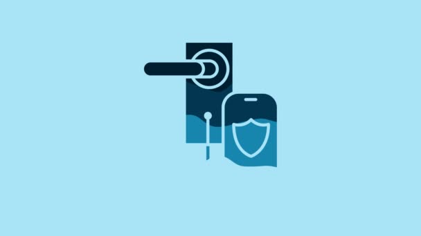Blue Digital Door Lock Wireless Technology Lock Icon Isolated Blue — Stok Video