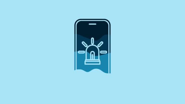 Blue Mobile Phone Smart House Alarm Icon Isolated Blue Background — Stockvideo