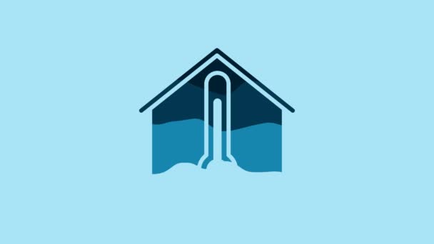 Blue House Temperature Icon Isolated Blue Background Thermometer Icon Video — 비디오