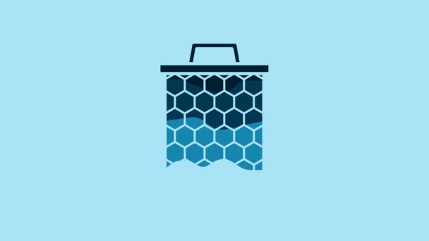 Blue Honeycomb Icon Isolated Blue Background Honey Cells Symbol Sweet — Stockvideo
