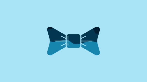 Blue Bow Tie Icon Isolated Blue Background Video Motion Graphic — Vídeo de stock