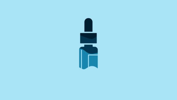 Blue Glass Bottle Pipette Vial Pipette Icon Isolated Blue Background — Αρχείο Βίντεο