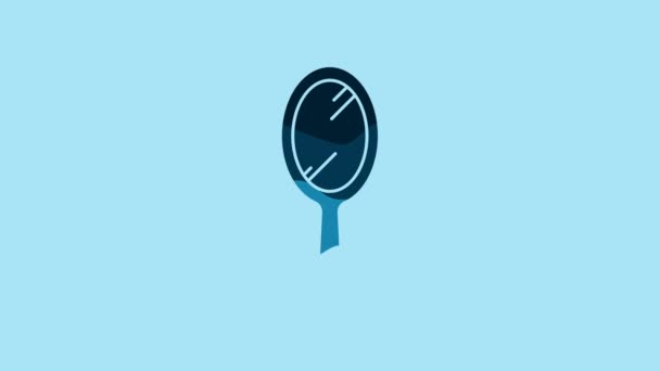 Blue Hand Mirror Icon Isolated Blue Background Video Motion Graphic — Stok video
