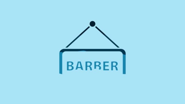 Ікона Blue Barbershop Ізольована Синьому Фоні Логотип Перукаря Або Панель — стокове відео