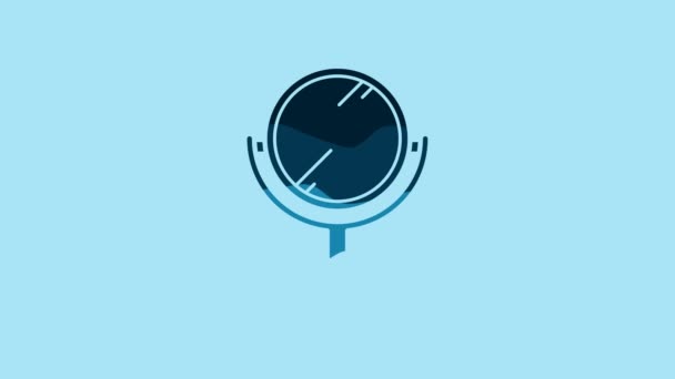 Blue Hand Mirror Icon Isolated Blue Background Video Motion Graphic — Stockvideo