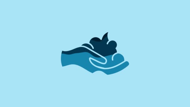 Blue Shaving Gel Foam Hand Icon Isolated Blue Background Shaving — Stock Video