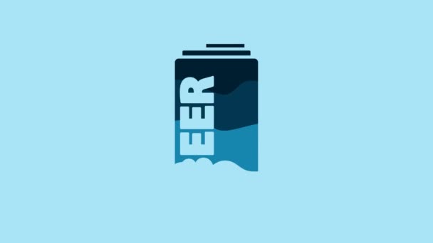 蓝色啤酒可以在蓝色背景上成为孤立的图标 4K视频运动图形动画 — 图库视频影像