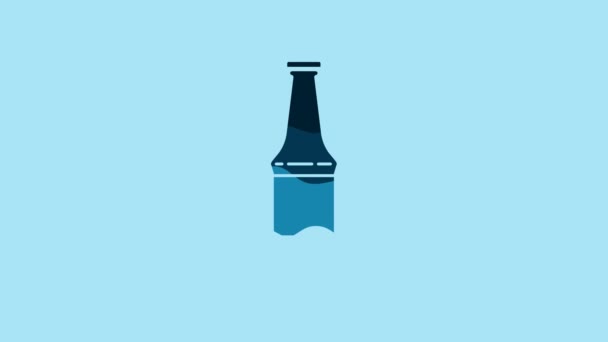 Blue Beer Bottle Icon Isolated Blue Background Video Motion Graphic — Stockvideo