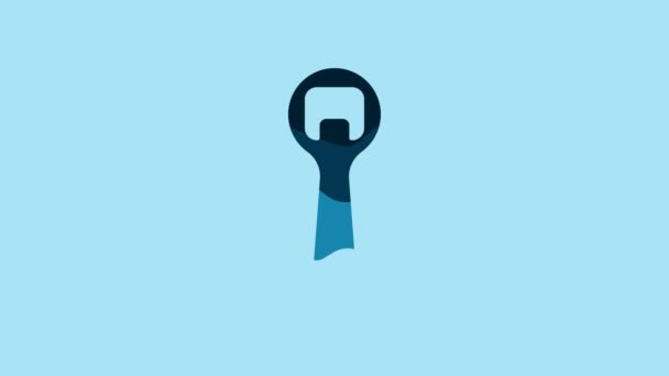 Blue Bottle Opener Icon Isolated Blue Background Video Motion Graphic — Video Stock