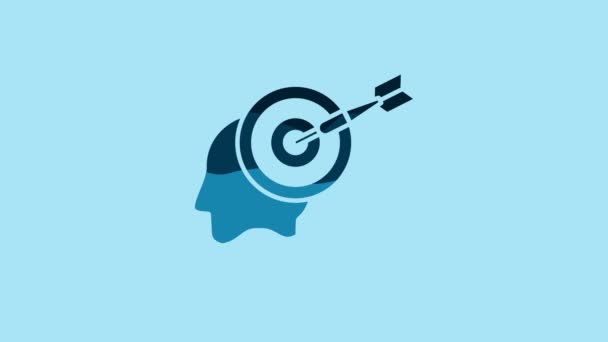 Blue Head Hunting Concept Icon Isolated Blue Background Business Target — Stockvideo