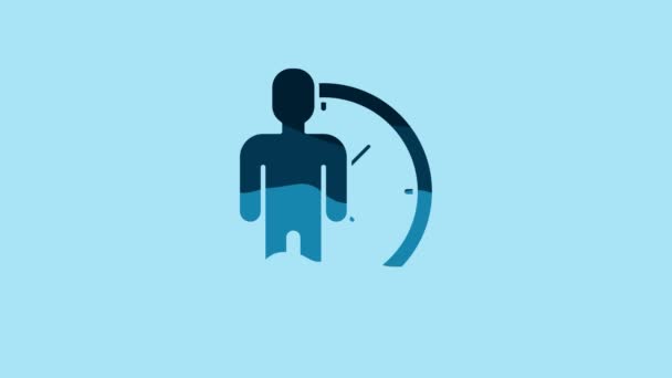 Blue Time Management Icon Isolated Blue Background Clock Gear Sign — Vídeo de stock