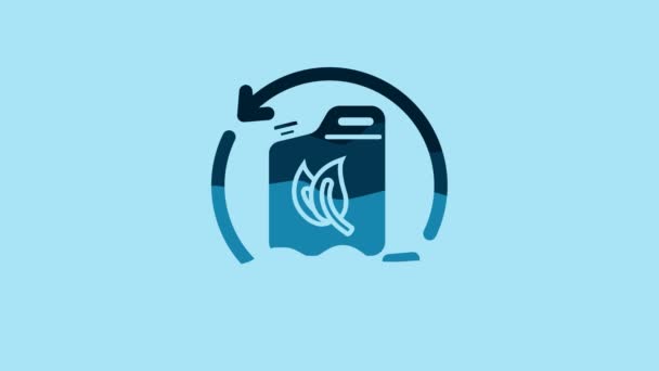 Blue Bio Fuel Canister Icon Isolated Blue Background Eco Bio — Stock video