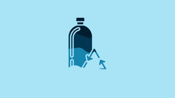 Піктограма Пластикової Пляшки Переробки Синього Кольору Ізольована Синьому Фоні Відео — стокове відео