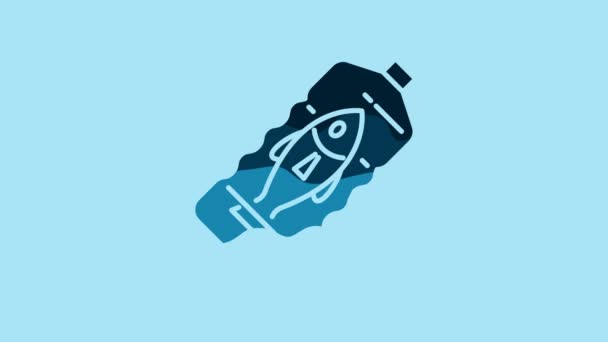 Blue Stop Ocean Plastic Pollution Icon Isolated Blue Background Environment — Stockvideo
