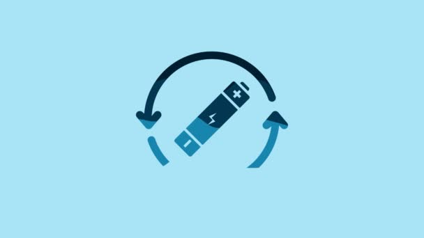 Blue Battery Recycle Symbol Line Icon Isolated Blue Background Battery — Αρχείο Βίντεο