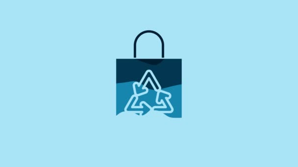 Blue Plastic Bag Recycle Icon Isolated Blue Background Bag Recycling — Vídeo de Stock