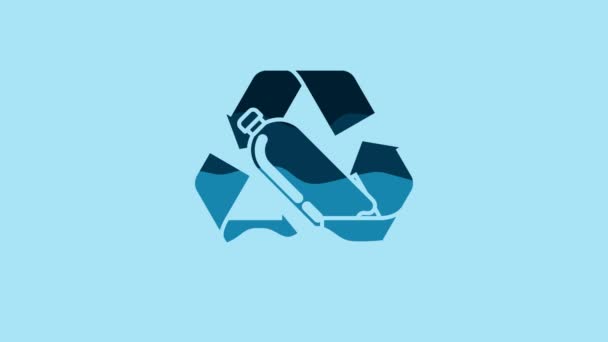 Blue Recycling Plastic Bottle Icon Isolated Blue Background Video Motion — Video Stock