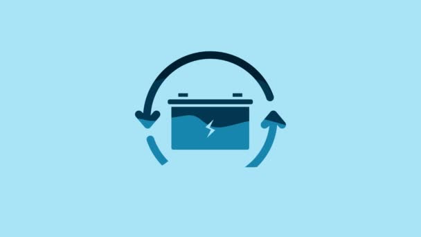 Blue Battery Recycle Symbol Line Icon Isolated Blue Background Battery — Wideo stockowe