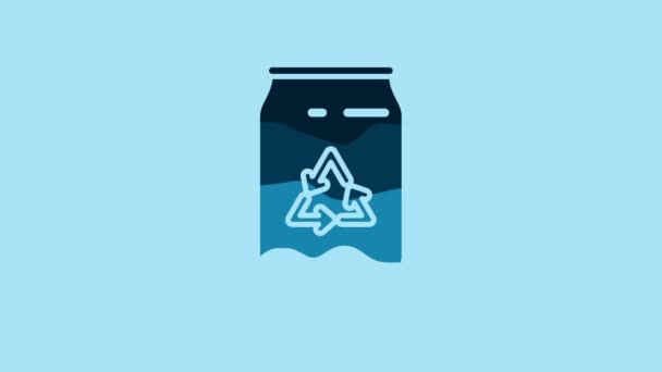 Blue Can Recycle Symbol Can Icon Isolated Blue Background Trash — Vídeos de Stock