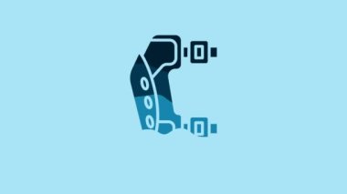 Blue Knee pads icon isolated on blue background. Extreme sport. Sport equipment. Skateboarding, bicycle, roller skating protective gear. 4K Video motion graphic animation.