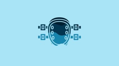 Blue Knee pads icon isolated on blue background. Extreme sport. Sport equipment. Skateboarding, bicycle, roller skating protective gear. 4K Video motion graphic animation.
