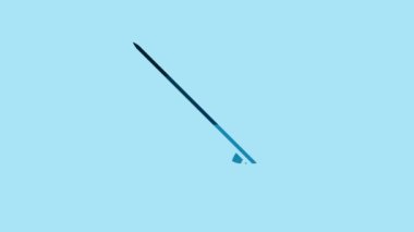 Blue Surfboard icon isolated on blue background. Surfing board. Extreme sport. Sport equipment. 4K Video motion graphic animation.