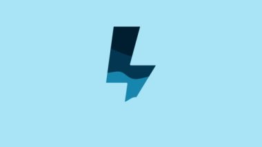 Blue Lightning bolt icon isolated on blue background. Flash sign. Charge flash icon. Thunder bolt. Lighting strike. 4K Video motion graphic animation.