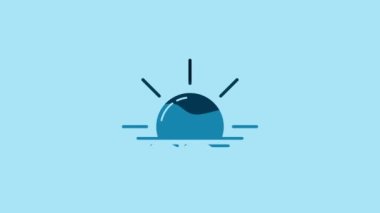 Blue Sunrise icon isolated on blue background. 4K Video motion graphic animation.