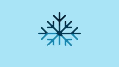 Blue Snowflake icon isolated on blue background. 4K Video motion graphic animation.