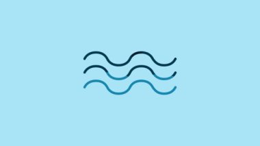 Blue Waves icon isolated on blue background. 4K Video motion graphic animation.