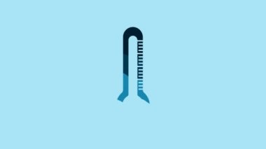 Blue Thermometer icon isolated on blue background. 4K Video motion graphic animation.