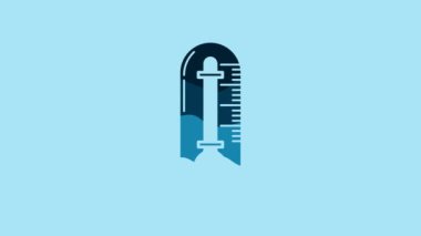 Blue Thermometer icon isolated on blue background. 4K Video motion graphic animation.